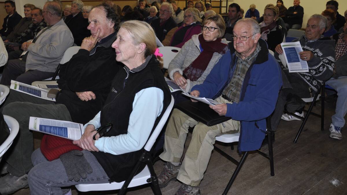 Rose and Bill Dobbie (front) were among some 50 residents who turned up to Tuesday's outreach meeting at Marulan