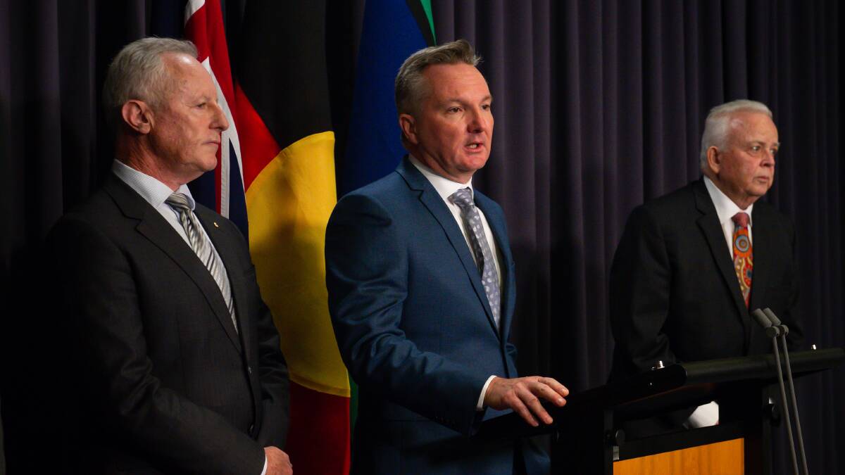 Energy Minister Chris Bowen with members of the Emergency Leaders for Climate Action group. Picture: Elesa Kurtz