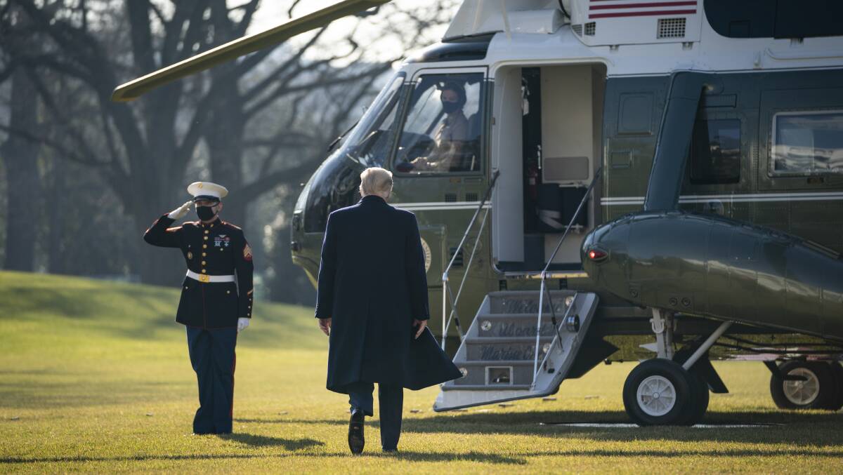 Donald Trump boards Marine One on January 12. Picture: Getty Images