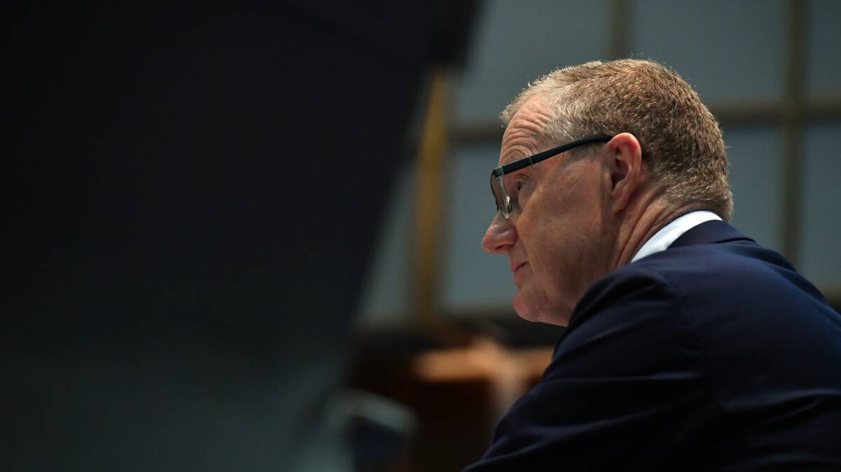 Reserve Bank governor Philip Lowe at the standing committee on economics at Parliament House in February last year. Picture: Getty Images