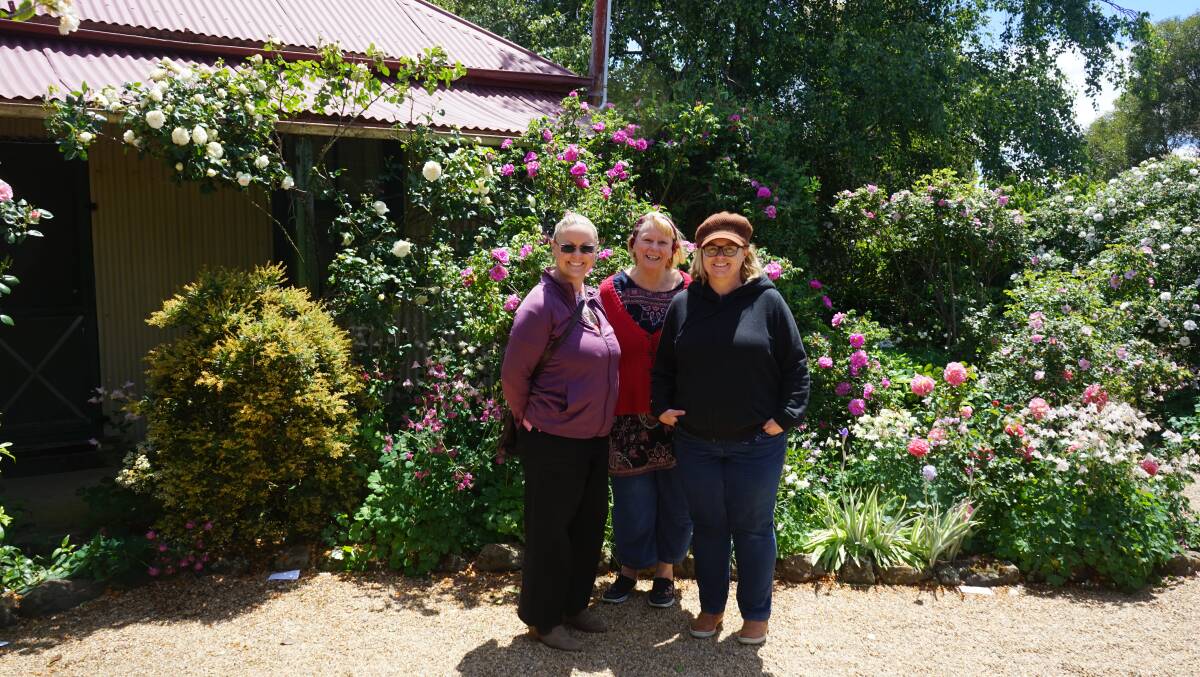 BRIGHT BLOOMS: Crookwell Garden Festival-goers in Enid's garden, which was filled with about 300 roses in 2019. Photo: Clare McCabe
