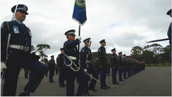 Senior officers march alongside the 263 new probationary constables. Photo: supplied