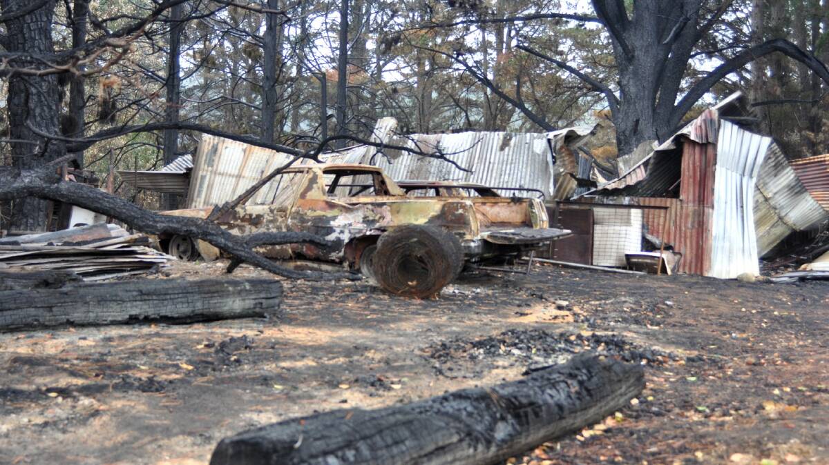 The shed at Ken Fleming's Wombeyan home was destroyed in the Green Wattle Creek fire. Photo: Hannah Sparks