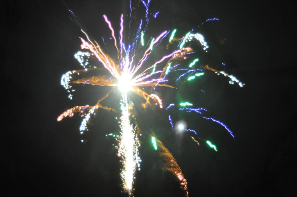BANG: Gunning Fireworks go ahead, on time, despite vigorous winds on Saturday. Photo: Hannah Sparks