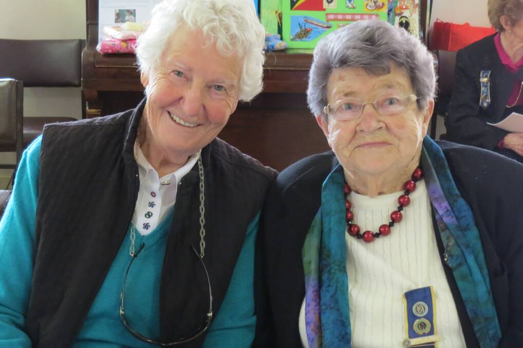 OUT AND ABOUT: Daisy Arnall (right) with friend Marie Cosgrove at Crookwell Country Women's Association Day Branch. Photo: Susan Reynolds