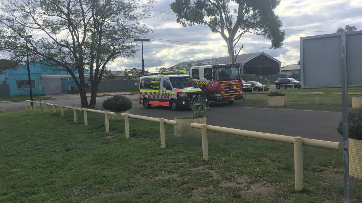 Fire and Rescue NSW and NSW Ambulance parked outside Goulburn Correctional Centre on Thursday. Photo: Louise Thrower