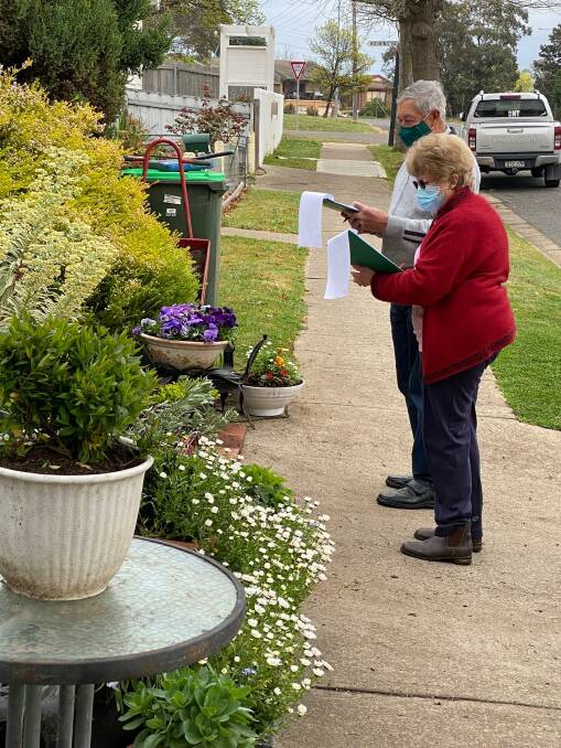 Judging the Goulburn Lilac Festival 2021 garden competition entries. Photo: Supplied.