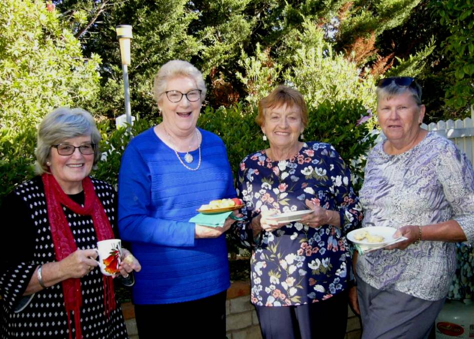 Judy Robertson, Maree Murphy, Lynette Brown and Lavina Huggett enjoying afternoon tea. Photo: supplied. 