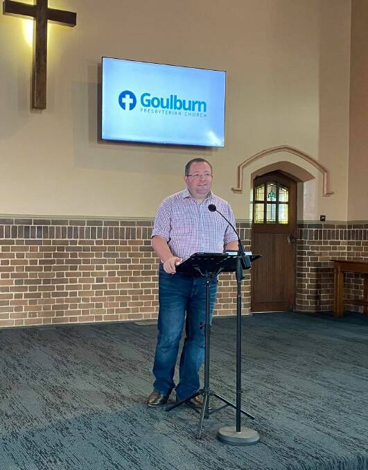 Goulburn Presbyterian Church pastor Mike Adams giving a sermon. Photo: supplied. 