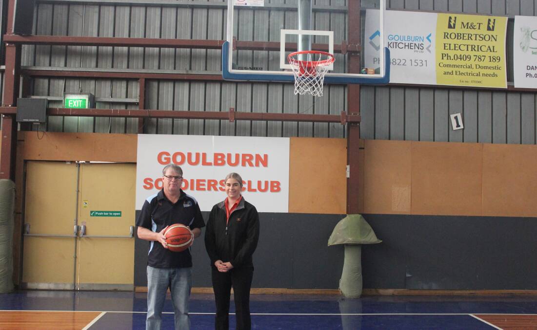 Goulburn Basketball Association president Mark White and Soldiers Club promotions and loyalty coordinator Emma McColl. Photo: Burney Wong. 
