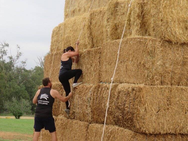 Going over the hay stack was a tricky task. 