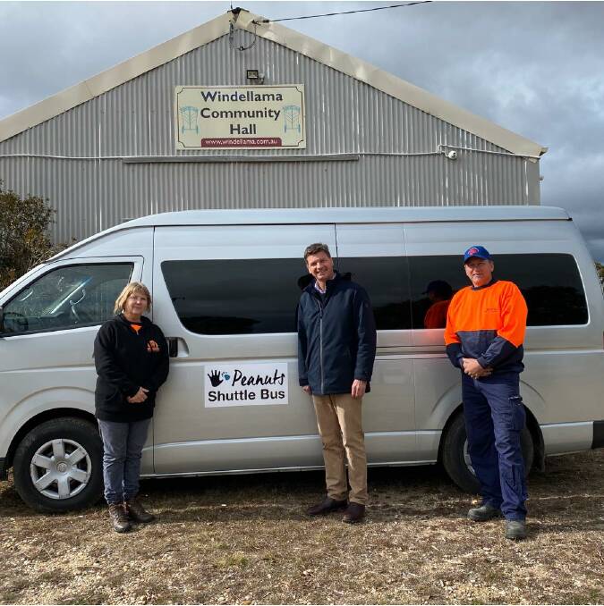 Peanuts Wellbeing Sanctuary's Tracey Keenan and Michael Still with Member for Hume Angus Taylor. Photo: Supplied. 