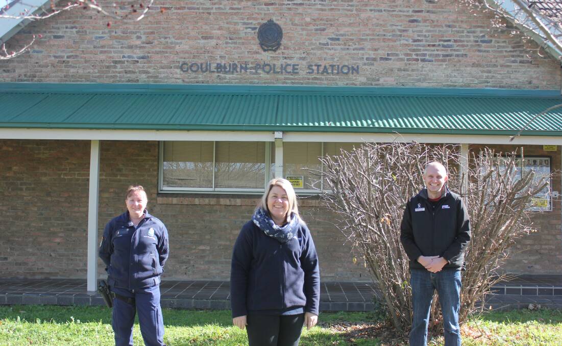Raising awareness: Senior constable Trish O'Brien, Anglicare's Goulburn and Yass Homelessness Support Service coordinator Tracey Roberts and Mission Australia's SE NSW and ACT area manager Daniel Strickland. Photo: Burney Wong. 