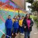 Aboriginal Education Officer Monica Bridge with Goulburn South Public School students who created the mural. Photos: Supplied.  