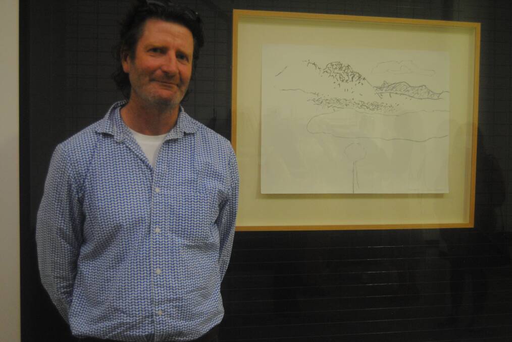 James McKay at the Window featuring Guy Warren's car drawing. 
