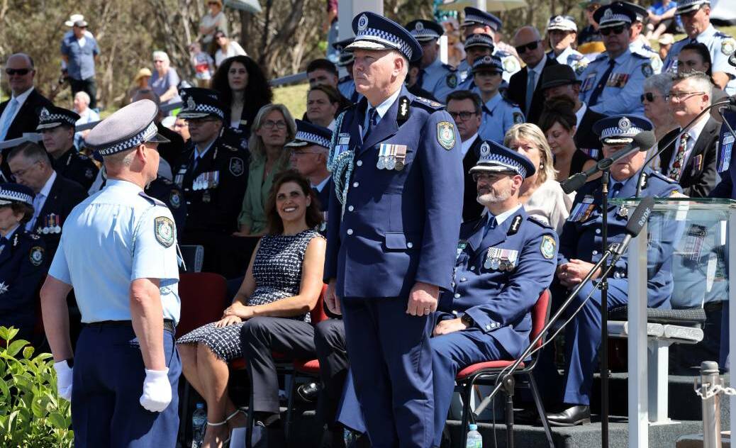 Commissioner Mick Fuller marked his retirement on Friday with a march out at the NSW Police Academy. Photo: NSW Police Media.