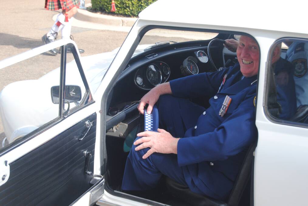 Farewell: David Kay went out in style after retiring from the Goulburn Police Academy on Friday. Photo: Burney Wong. 
