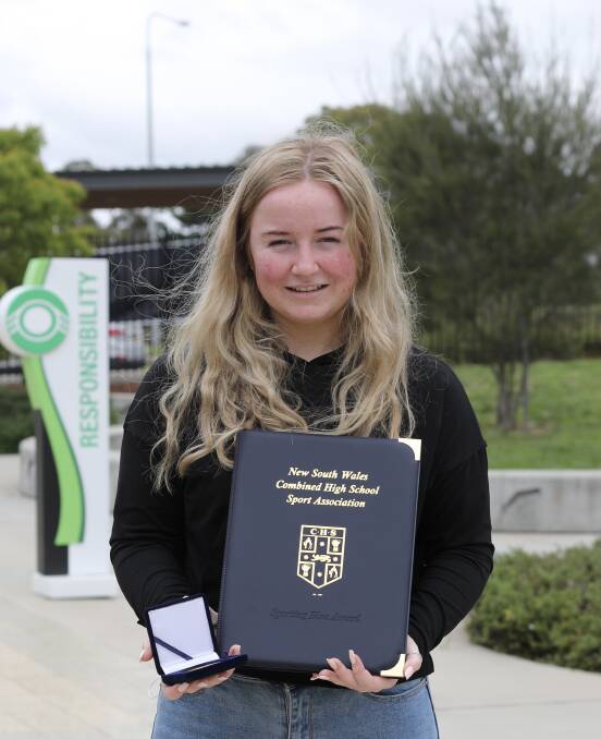 Alyssa Gregory with her a NSW Combined High School (CHS) Blue award. Photo: Supplied.