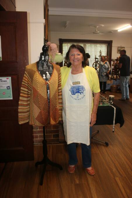 Bev Fricke with her hand made jacket which will be on show at the Easter Show. Photo: Burney Wong.