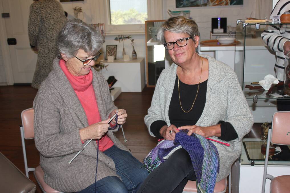 Knitting: Gillian Baldock and Judy Echin had a great time knitting and crocheting. Photo: Burney Wong. 