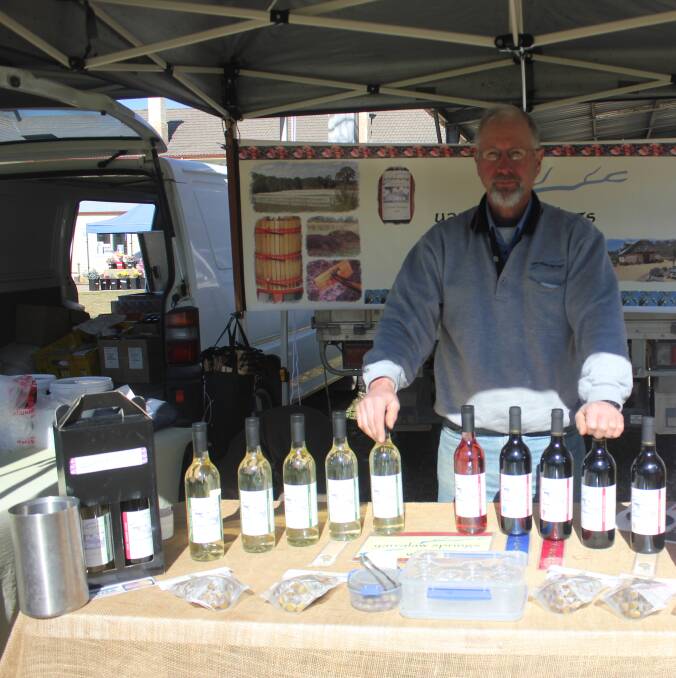 Markets: Daniel Hansen from Yarralaw Spring Wines was at the Lilac City markets last weekend. Photo: Burney Wong. 