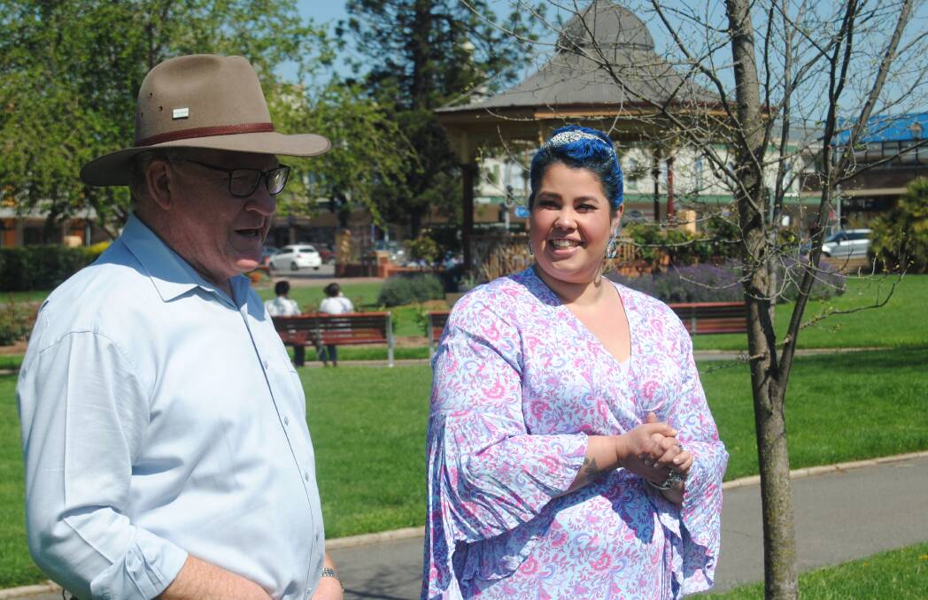 Mayor Bob Kirk chatted to Lilac Queen April Watson at Saturday's opening. Photo: Burney Wong.