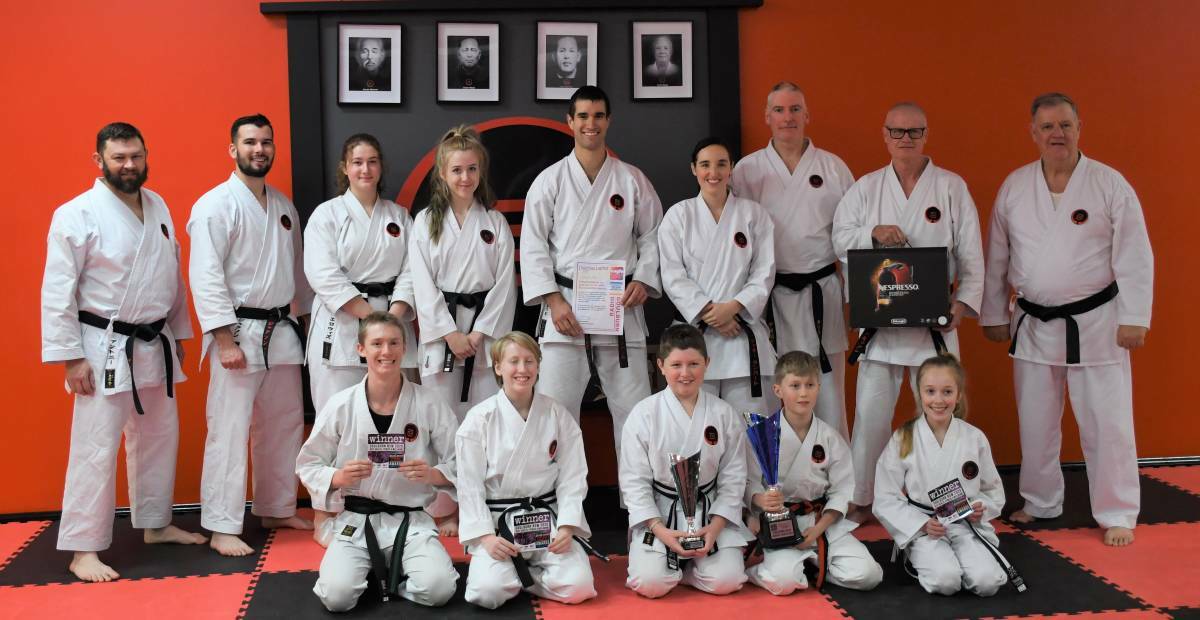 Staff and students at the Lambert Karate Dojo and Family Fitness Centre with their prizes in 2020. Photo: Hannah Neale