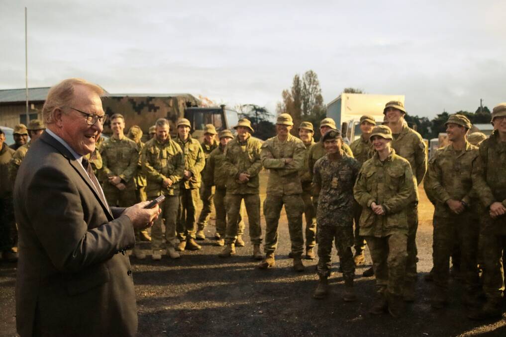 Mayor Bob Kirk with cadets from the Royal Military College. Photo: Supplied