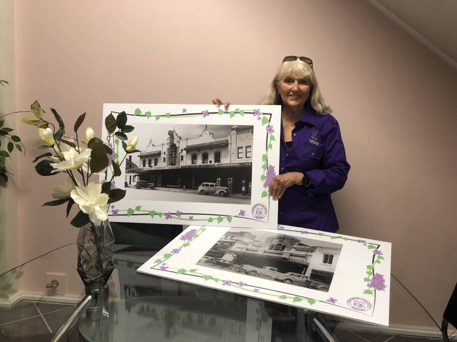 Carol James with photos from 1950s Lilac City Festival's celebrations. Photo: Supplied.