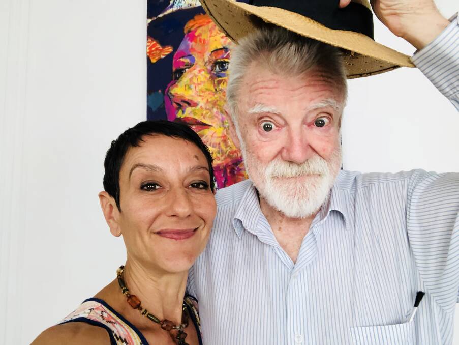A 2020 pic of Gunning Arts Festival patrons and The Picture House Gallery owners Margarita Georgiadis and Max Cullen. Photo: supplied