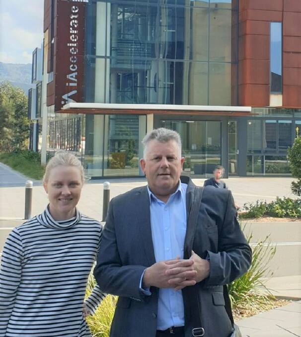 RDASI project officer Camilla Staff and Business Attraction and Development Manager Daryl Smith inspected the University of Wollongong's iAccelerate building. Photo supplied. 