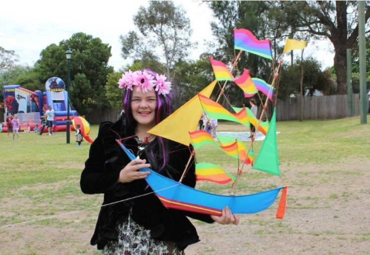 Brittany-Paige Bennett of Tallong with her ship-inspired kite. Photo: File