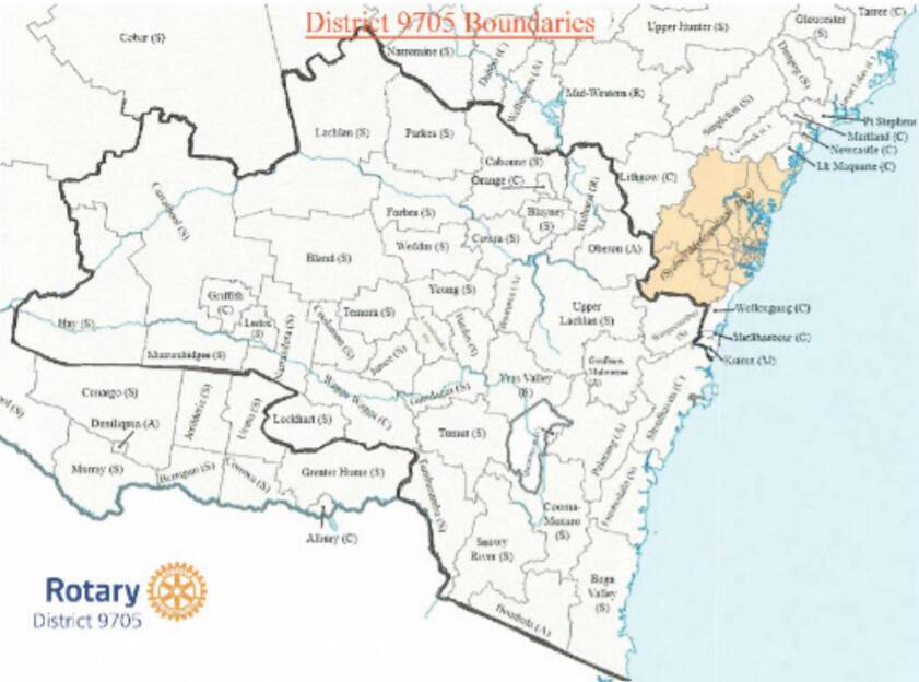 The map of Rotary District 9705.