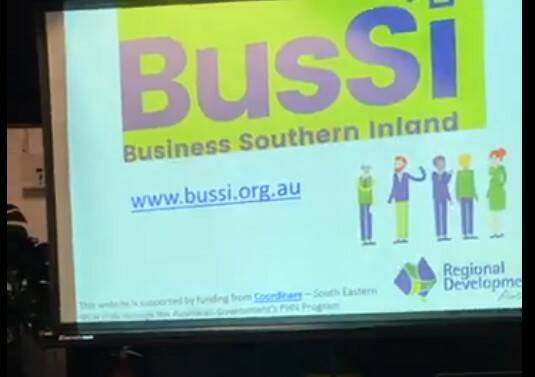 A screenshot of BusSI website being launched at Goulburn Connect. Pic: Goulburn Region Innovation Network Facebook page. 