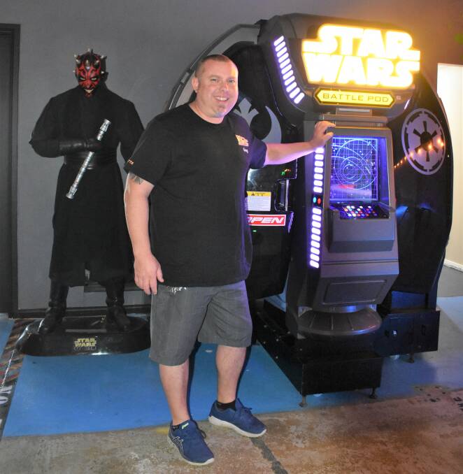 Greg Appleton with Star Wars battle pod game at the Back To The Arcade. Pic: Neha Attre