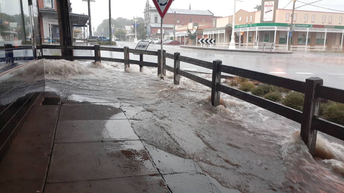 HEAVY RAIN: Flash flooding in Bathurst on Tuesday evening. Photo: PETER NGO
