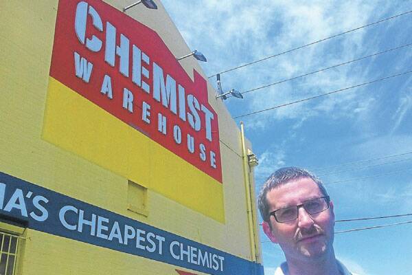 BITTER PILL: Chemist Warehouse group commercial manager Damian Gance outside the company’s first store in Preston, Victoria. The company claims up to 50 proposed new stores will be scrapped after changes to the location rules governing pharmacies.