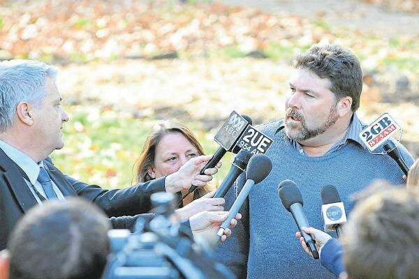 SPEAKING OUT: Peter Frazer speaks to reporters outside Moss Vale Local Court yesterday. Photo by Roy Truscott