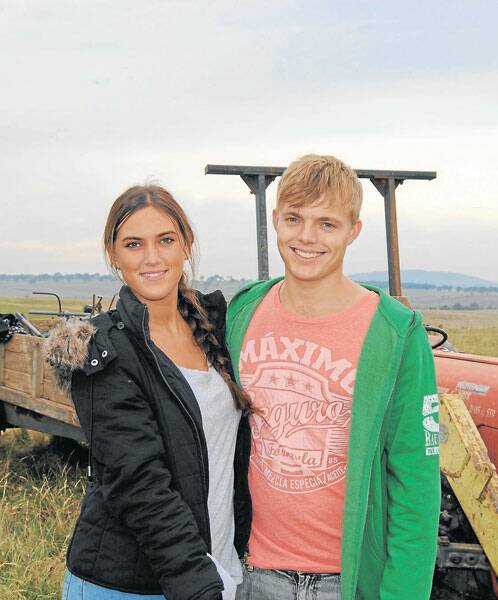 ACTORS and crew from the hit TV series Home And Away have been filming in Goulburn this week for episodes due to screen in August. Property owners Guy and Tina Milson were delighted to have the film crew on their farm. Pictured on the set on Wednesday were actors Martika Sullivan and David Jones-Roberts.