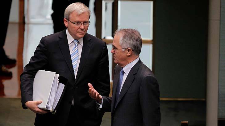 Old foes ... Kevin Rudd and Malcolm Turnbull.