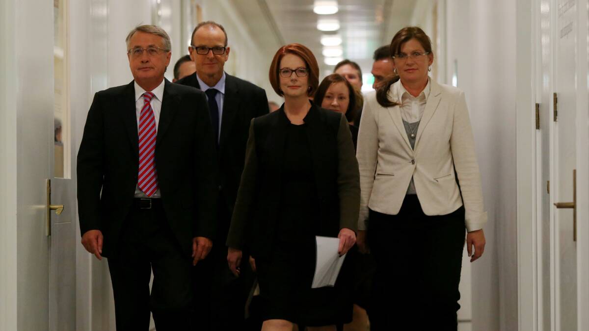 Julia Gillard arrives for a leadership spill on June 26 2013. Photo: ANDREW MEARES