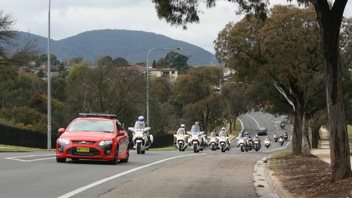 Riders from the 2013 Wall to Wall Ride arrive and mingle at the NSW Police Academy in Goulburn. Photo Janet Gordon.