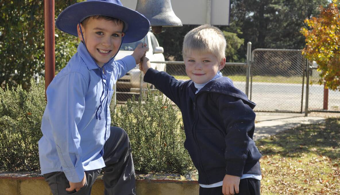 Will Arcus and Isaac Norton got our attention by ringing the bell at Breadalbane Public School.