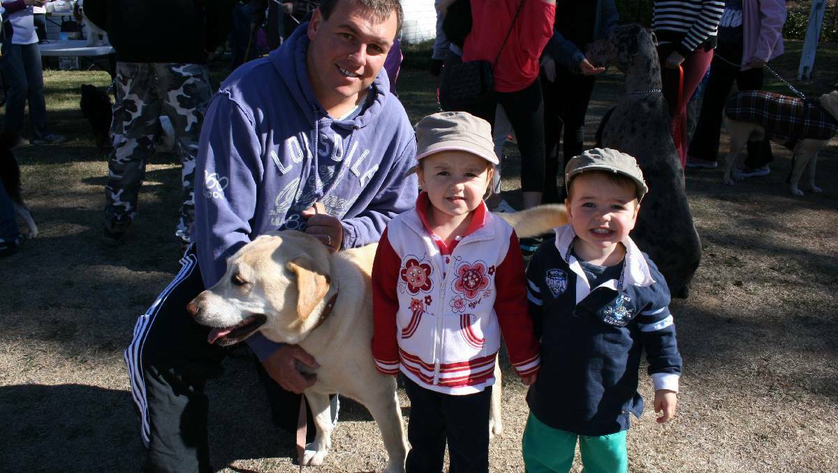 Matt Cowling enjoyed some family time with daughter, Molly, three, and son, Jack, two, along with Rusty the Labrador. Photos LOUISE THROWER.