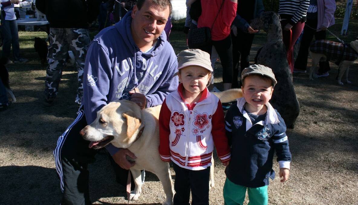 Matt Cowling enjoyed some family time with daughter, Molly, three, and son, Jack, two, along with Rusty the Labrador. Photos LOUISE THROWER.