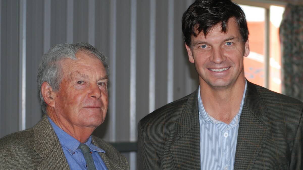 Crookwell resident John Culley and Angus Taylor.
