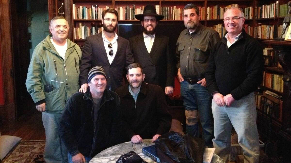 Rabbi Shmueli Feldman along with some of the Jewish men who made up the Minyan at Wayne Robinson's funeral last Sunday
