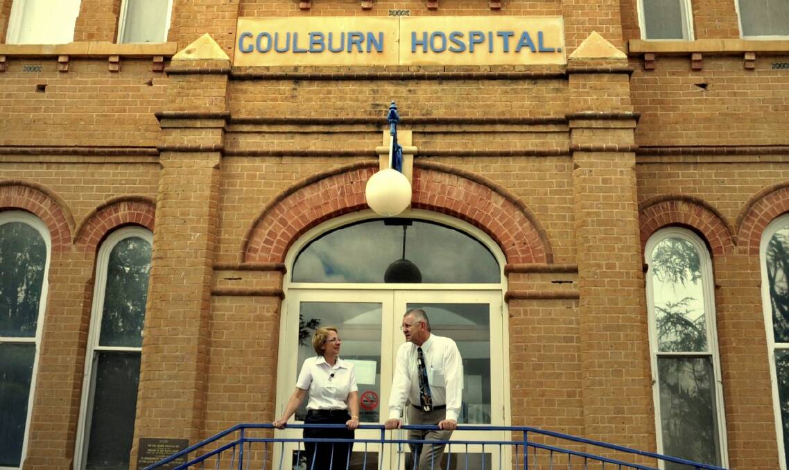 PLANS: General Manager Goulburn Health Service Kerry Hort and Goulburn Mulwaree Mayor Geoff Kettle discussing the future of Goulburn Base Hospital yesterday. Photo Gerard Walsh 