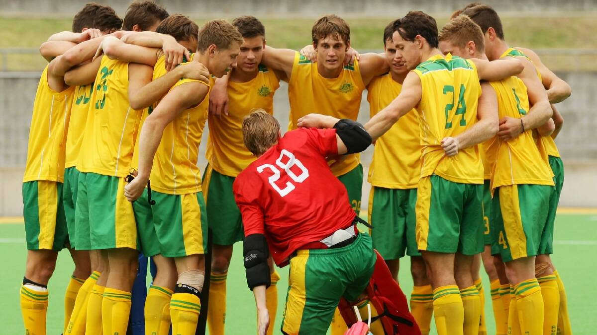 GOLDEN MOMENT: The Australian under 21s outfit, featuring Goulburn’s Aaron Kershaw, won an Olympic Youth Festival gold medal last week. Photo: Matt King.