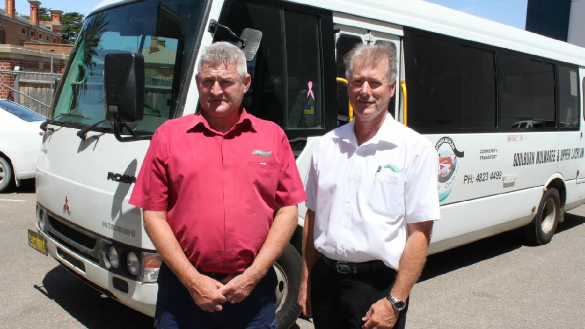 UNDER THREAT: Community transport coordinator Richard Hammond and Goulburn Mulwaree Council’s community services manager Jim Styles are concerned about the future of the service. Councils are calling on the State Government for more funding to keep the service going.